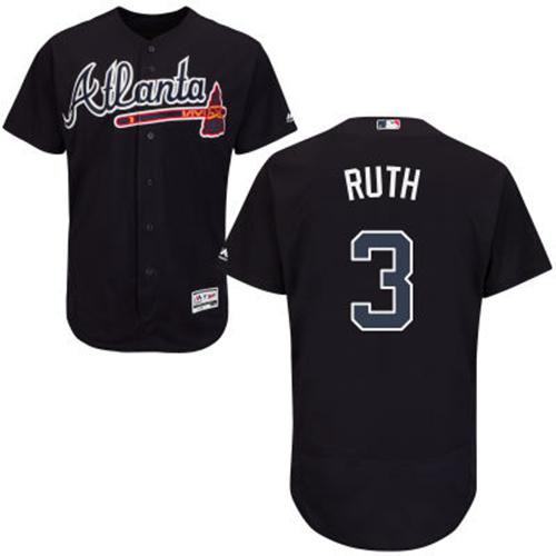 Braves #3 Babe Ruth Navy Blue Flexbase Authentic Collection Stitched MLB Jersey